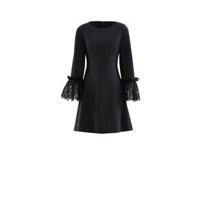 Saiid Kobeisy Short Jet Black Lace Dress With Intricate Ruffle Detailing - NWT